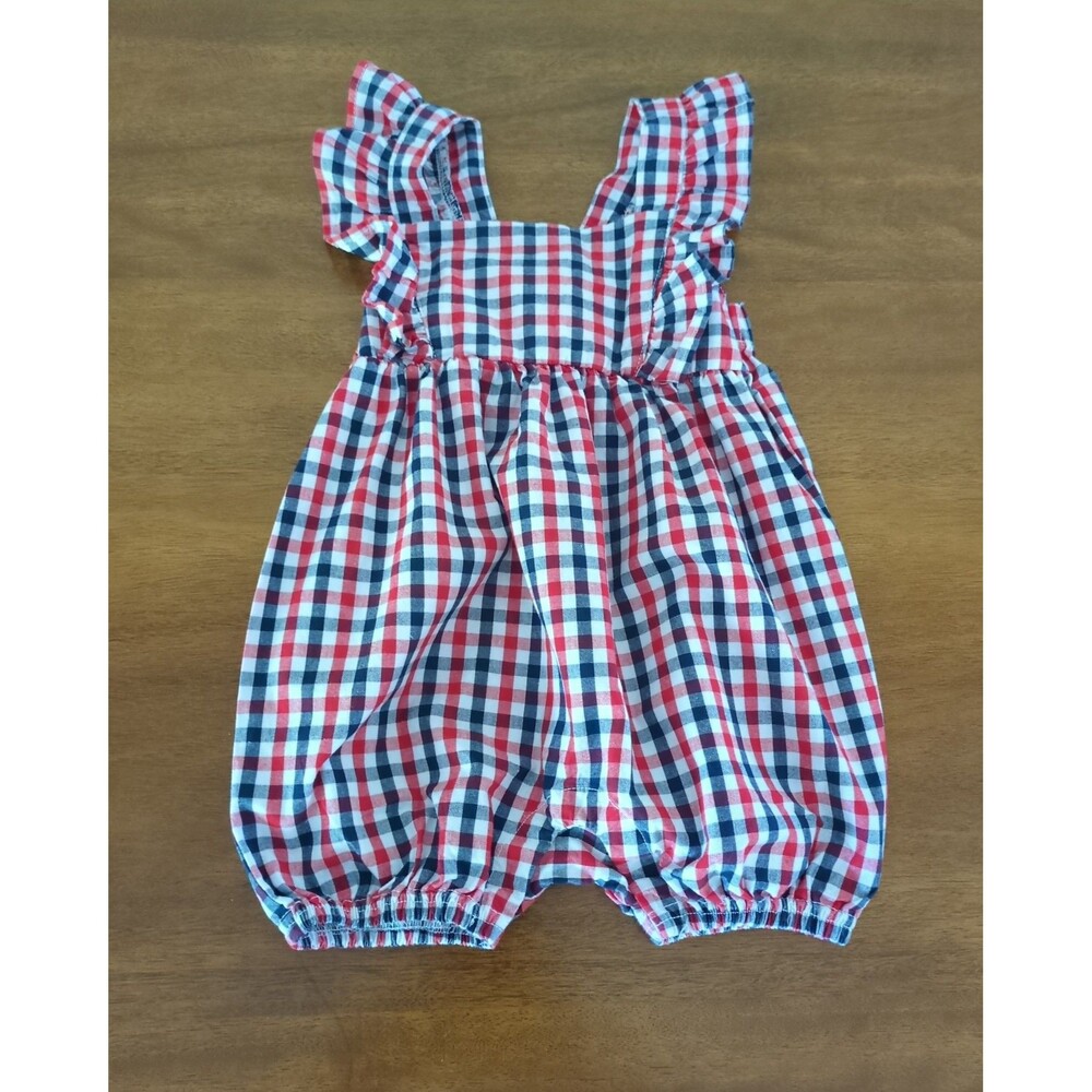 Celebrate Patriotic Baby Girls Woven Bubble Romper size 6-9M EUC